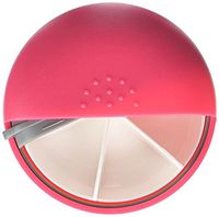 PuTwo M-Square Round Portable Pill Box Mediplanner AM PM Organizers - Pink