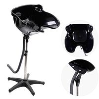 GHP Black Pro Portable Shampoo Basin Height Adjustable Salon Hair Treatment Bowl