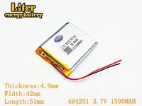 3.7V 1500mAh 494251 Lithium Polymer Ion Rechargeable Battery Lithium Polymer Li-Po Battery for MP4 GPS MP3 Bluetooth Stereo DIY Gift