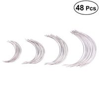 SUPVOX 48Pcs Curved Needles C Type Weaving Needle Hand Sewing Needles 4 Sizes 2.0/2.5/3/3.5 Inch