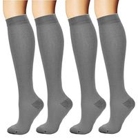 ASRocky Graduated Compression Socks Anti-Fatigue Antimicrobial Calf High Below Knee Mens Womens Sock Leg Foot Ankle Heel Support Pain Relief Stockings Reduce Swelling (2 Pair, Sm/Med, Gray)