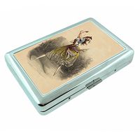 Vintage Gypsy Woman Fortune Teller S3 Silver Cigarette Case Metal Wallet Id Holder 4" X 2.75" RFID Protection