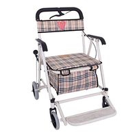 Rolling Walkers Shopping Trolley Elderly Helper Portable Scooter Folding Wheelchair Four-Wheeled Seat with A Grocery Shopping Cart Gift Can Bear 100 Kg (Color : Brown, Size : 696089cm)