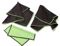 (Large 3-pack) Premium Microfiber Cleaning Cloth For Glass, Camera Lenses, Phones, Tablets, Flat Screen TVs (2 Large Black, 1 Small Green) - 12"x12" by microSuede Pro