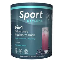 Oxylent Sport 3-in-1 Performance Supplement Drink - Sugar-Free, Effervescent, Easy Absorption of Vitamins, Creatine Minerals, Natural Energy, Supports Stamina, Blueberry Burst Flavor, 7.8 Ounce