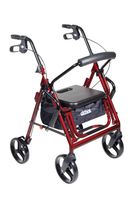 795BU - Duet Dual Function Transport Wheelchair Walker Rollator, Burgundy