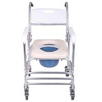 Medical Transport Wheelchair 3-in-1 Aluminum Bathroom Shower Chair, Bedside Commode for Old People Patient, Locking Casters and Thick Padded Seat, Wheelchair Over Toilet, Ship from Amarica