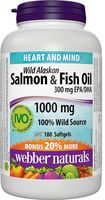 Webber Naturals Wild Alaskan Salmon Oil 1000 mg · 200 mg EPA/DHA, 180 softgels