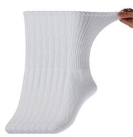 +MD Mens 8 Pairs Non-Binding Cotton Crew Diabetic/Dress Socks with Seamless Toe and Cushion Sole,White 13-15