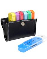 Arthritis Friendly Pill Organizer 4 Times A Day with PU Leather Case, Large 7 Day Travel Pill Box, Daily Pill Case Mon, Moon, Eve, Bed), Medicine Organizer for Vitamin/Fish Oil/Supplements