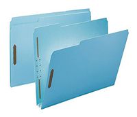 Smead 100% Recycled Pressboard Fastener File Folder, 2 Fasteners, 1/3-Cut Tab, 2" Expansion, Letter Size, Blue, 25 per Box (15001)
