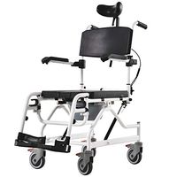 HOMCOM Personal Mobility Assist Bedside Commode Toilet Chair with 30° Reclining Backrest & Four Rolling Wheels