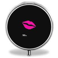 IMLONE Pill Organizer, Customized Red Lips Pill Boxes with 3 Components for Purse