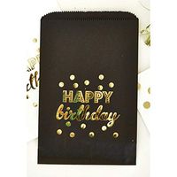 Black Happy Birthday Gold Foil Candy Buffet Bags (set of 60)