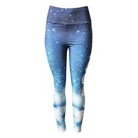 Meikosks Womens Fashion Print Yoga Tights Fitness Sports Running Leggings Workout Athletic Pants Blue