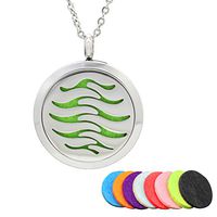 ROSENICE Aromatherapy Necklace Diffuser Necklace Essential Oil Necklace Stainless Steel Necklace Round Locket Pendant (DZ-51)