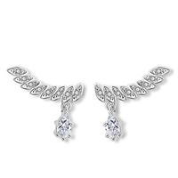 Goober Liu Wing Modeling Fashion Crystal Earrings,Zircon-Gemstone Eardrop, 1 Pair (White)