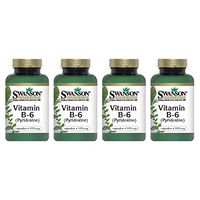 Swanson Vitamin B-6 (Pyridoxine) 100 Milligrams 100 Capsules (4 Pack)