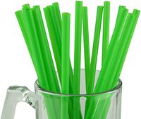 Made in USA Pack of 250 Jumbo Green (10" X 0.28") Individually Wrapped Plastic Smoothie Drinking Straws (FDA-approved, Non-toxic, BPA-free)