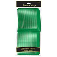 Amscan 4548.03 Plastic Premium Knives, 20 pieces, Festive Green