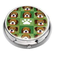 Rex Parker Pill Box -Compact 3 Compartment Medicine Case, Pill Box for Pocket or Purse(Funny Cute Dog Art Pattern)-Circular