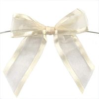 Pre-Tied Ivory Organza Bows - 4" Wide, Set of 12, Craft Ribbon Easter Bow, Satin Edge, Wedding Embellishments, Mother's Day, Gift Basket, Birthday, Valentine's Day