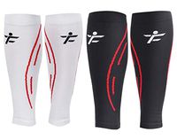 Calf Compression Sleeves, (2 Pairs) for Men & Women, Premium Quality Footless Compression Socks Support for Sports, Running, Cycling, Travel, Calf Pain Relief, Swelling, Shin Splint, Black + White M