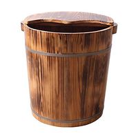 Foot Tub, Carbonization Foot Soak Barrel,Household Wood Chinese Fir Foot Basin Wooden Bucket, Adult with lid Foot-Soaking Barrel (Size : B)