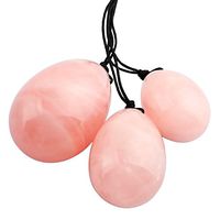 mookaitedecor Rose Quartz Yoni Eggs Set of 3, Predrilled with Unwaxed String, Massage Stones for Women to Strengthen Pelvic Floor Muscles with Velvet Pouch