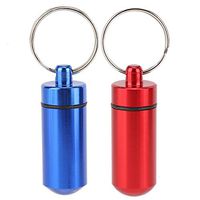 Bicaquu 2pcs Waterproof Aluminum Pills Medicine Box Keychain Storage Box Case Drug Holder for Outdoor Travel Camping (03)