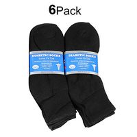 Falari 6-Pack Diabetic Socks Ankle Unisex Physicians Approved Socks Black Size 10-13