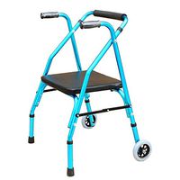 Lightweight Folding Walker Height Adjustable Padded Seat Travel Fold Go Walker for Seniors Rollator Walker Transport Chair Mobility Aid for Elderly Seat