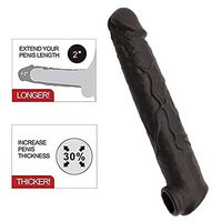 Soft 11 INCH Silicone Black Ultimate Orgasm Cage Girth Enhancer Extension Sleeve Couple Toy FDA CE Proved