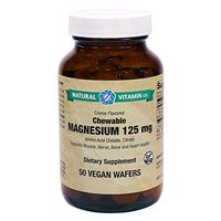 Natural Vitamin Co. - Chewable Magnesium 125 mg, Magnesium (Amino Acid chelate, Citrate) 125 mg, 50 Wafers, 1.8 Month Supply, Gluten Free, Vegetarian, Vegan
