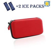 zinnor Portable Insulin Cooler Bag Insulin Travel Case Diabetic Organize Medication with 2 Ice Pack (Red)
