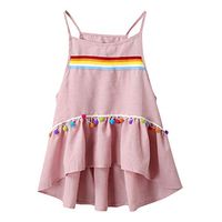 JQjian Womens Summer Casual Vest Sleeveless Rainbow Print Tank Tops T Shirt Hem Top Blouse (S, Pink)