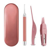 Toyvian 3pcs LED Light Earpick Ear Cleaner Earwax Removal Tool Baby Nose Cleaning Tweezers
