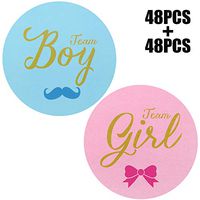 96 Pack-2 inch Team Boy and Team Girl Gender Reveal Party Stickers,Gold Baby Shower Sticker Labels