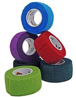 Elasti-Wrap 1 Inch Breathable, Latex Free, Self-Adherent, Self Adhesive Cohesive Bandage Vet Wrap Assorted Colors (6 Rolls)