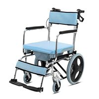 Xue Yang Shop Folding Commode Wheelchair, Mobile Commode|Shower Chair, Detachable Toilet Chair for Elderly Handicapped and Disabled Users Trolley, Blue