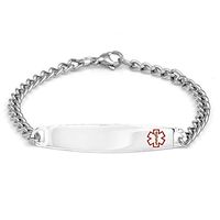 StickyJ USA Stainless Slim Curb Link Medical Bracelet 7 Inch w Free Engraving