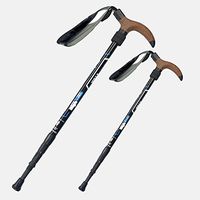 XIHAA Curved Cork Handle Trekking Pole Four Section Ultra Short Portable 7050 Aluminum Alloy Outdoor Rock Climbing Ultra-Light Feel (1 Pair),Black