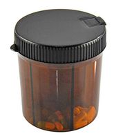 HOME-X 6-Section Pill/Vitamin Dispenser, Medicine Organizer, Dark Plastic, Sunlight Damage Protection-4” x 4” (Black Lid)