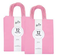 Gift Expressions Paper Gift Bags, 24 Count, Light Pink Kraft Paper Bags, 8” x 10” x 4.5" 100% Recycled, Thick & Durable Eco Friendly Paper Bags with Handles, Goodie Bags, Party Bags