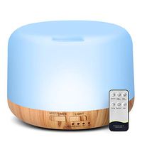 Homeweeks 300ml Essential Oil Diffuser, Quiet Aromatherapy Mist Diffusers For Essential Oils, Wood Grain Ultrasonic Oil Diffuser With Remote Control,Timer, 7 Colors Light For Bedroom Office