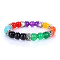 7 Chakra Colors Yoga Healing Stone Bracelet Bohemian Beads Howlite Stretch Handmade Ethnic Bangle Wrist