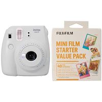 Fujifilm Instax Mini 9 Instant Camera Smokey White w/ Fujifilm Starter Film Pack