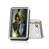 Cigarette Case with Lighter Built in USB Lighter Cigarette Box 2 in 1 Electronic Rechargeable Flameless Windproof Lighters Hold 20pcs Regular Cigarettes (Car)