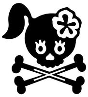 Girl Crossbones Flower Skull - Sticker Graphic - Auto, Wall, Laptop, Cell, Truck Sticker for Windows, Cars, Trucks