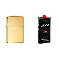 Zippo Armor  High Polish Brass Pocket Lighter with 12 oz Lighter Fluid
